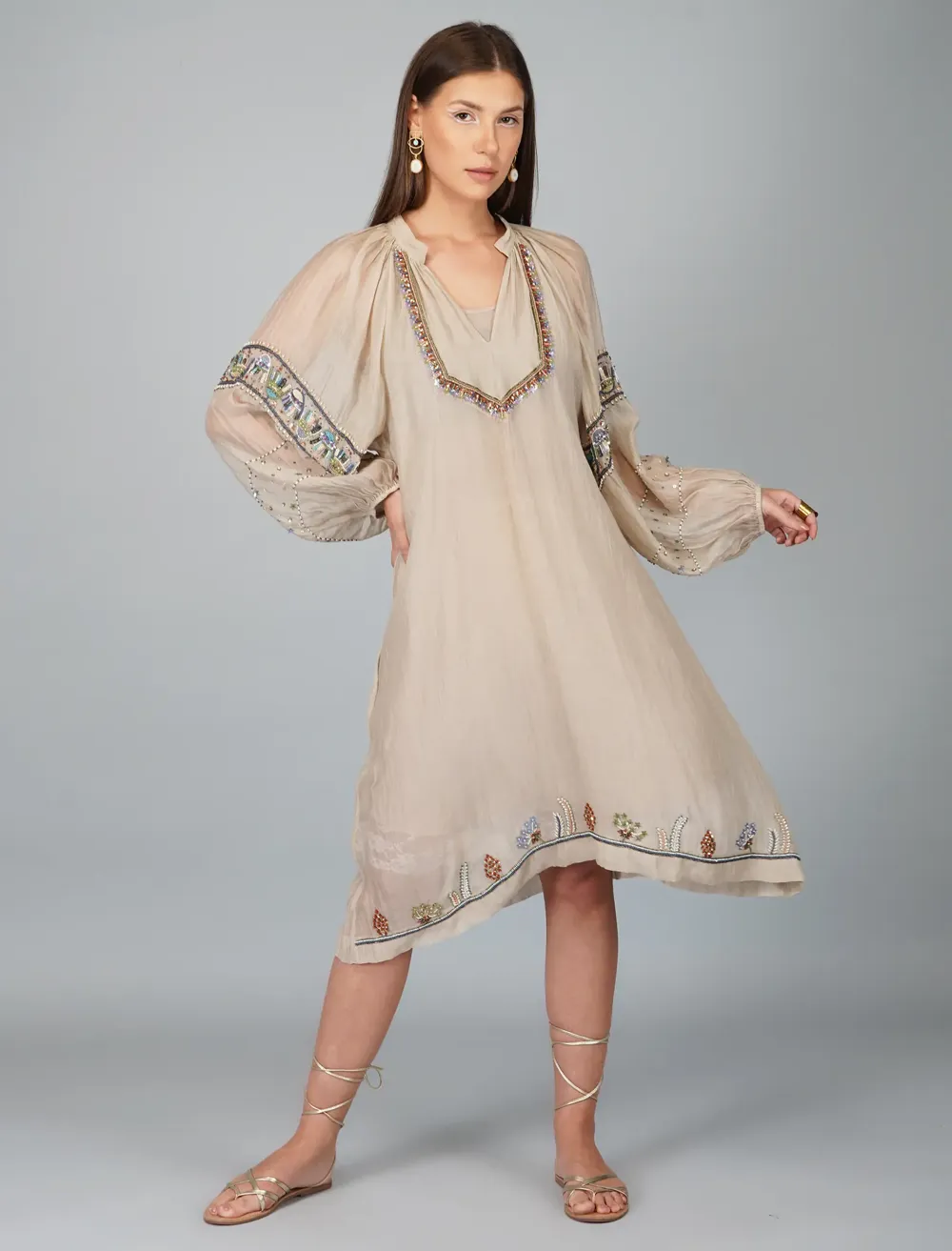 SEQUIN FLOWER KORA CAPE SET