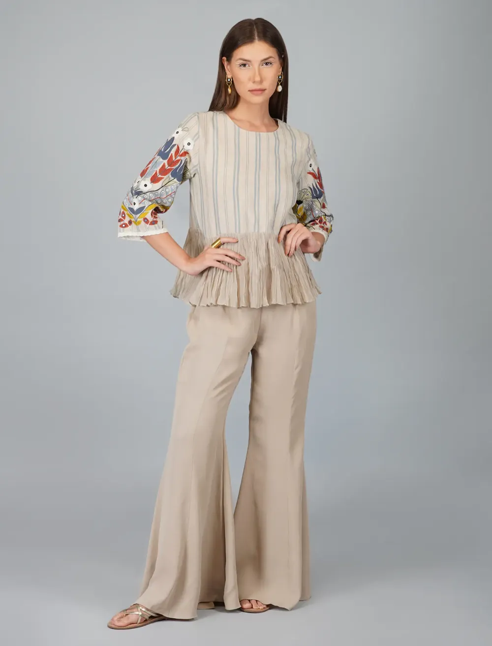 MELANGE PRINT PANTS WITH OVERSIZED TOP