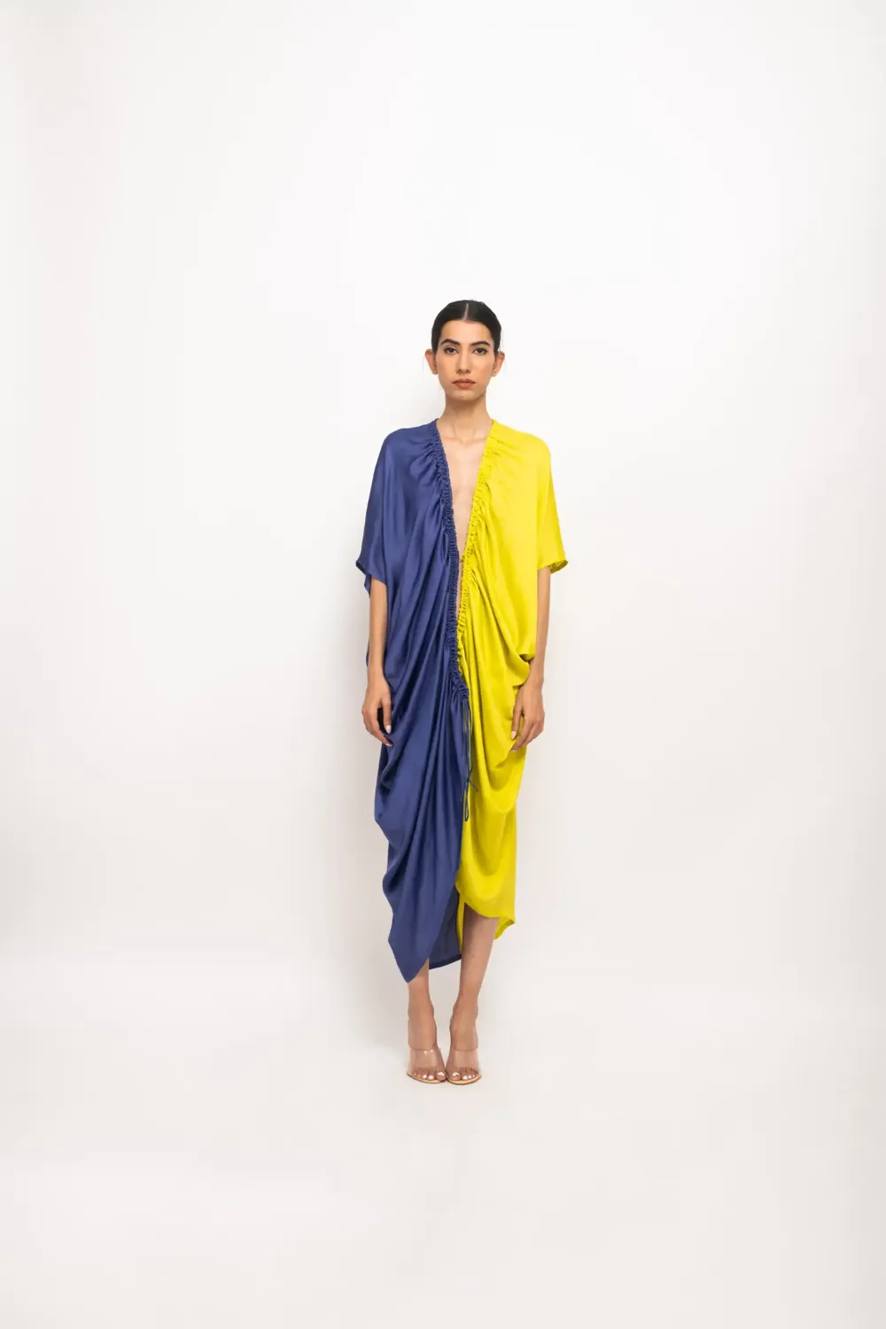 Blue-Neon Rouching Cape