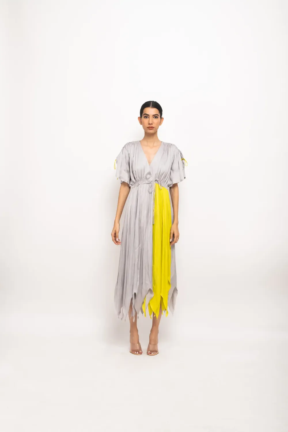 Grey-Neon Angrakha Dress