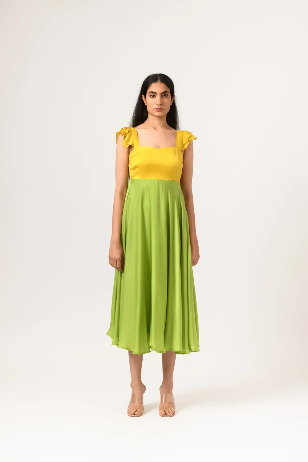 Wine-Ecru Square Dress
