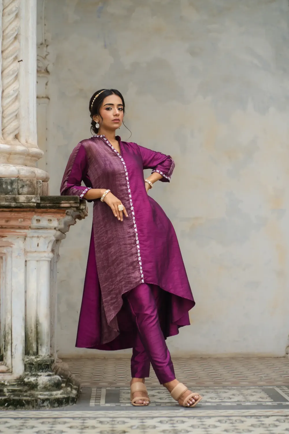 Purple Embriodered Kurta