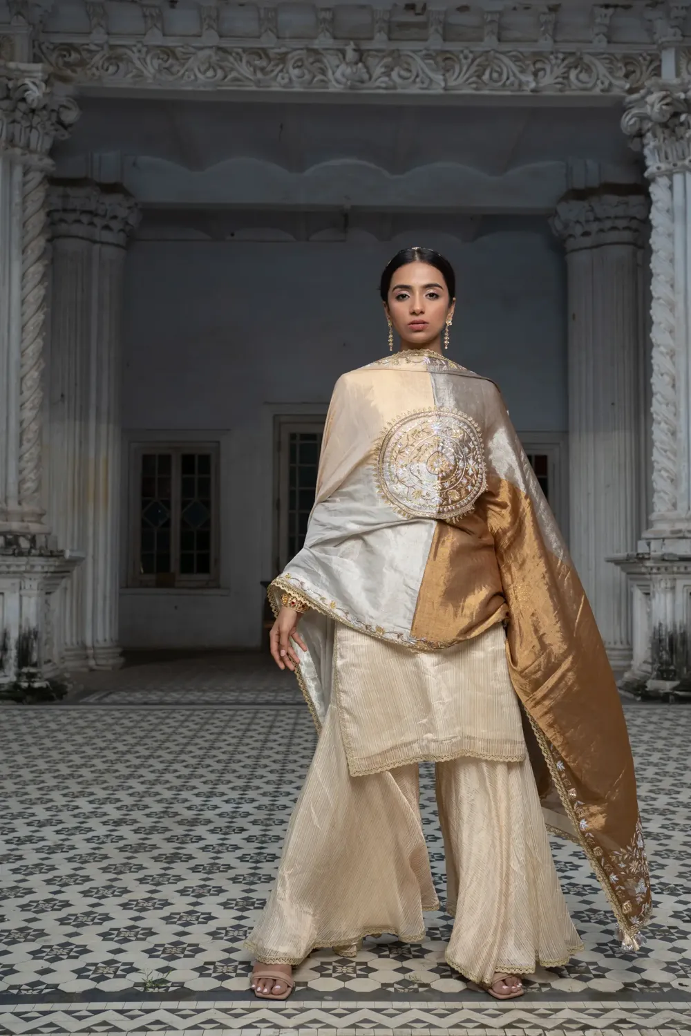 Anarkali with Jade green pant and embroidered dupatta