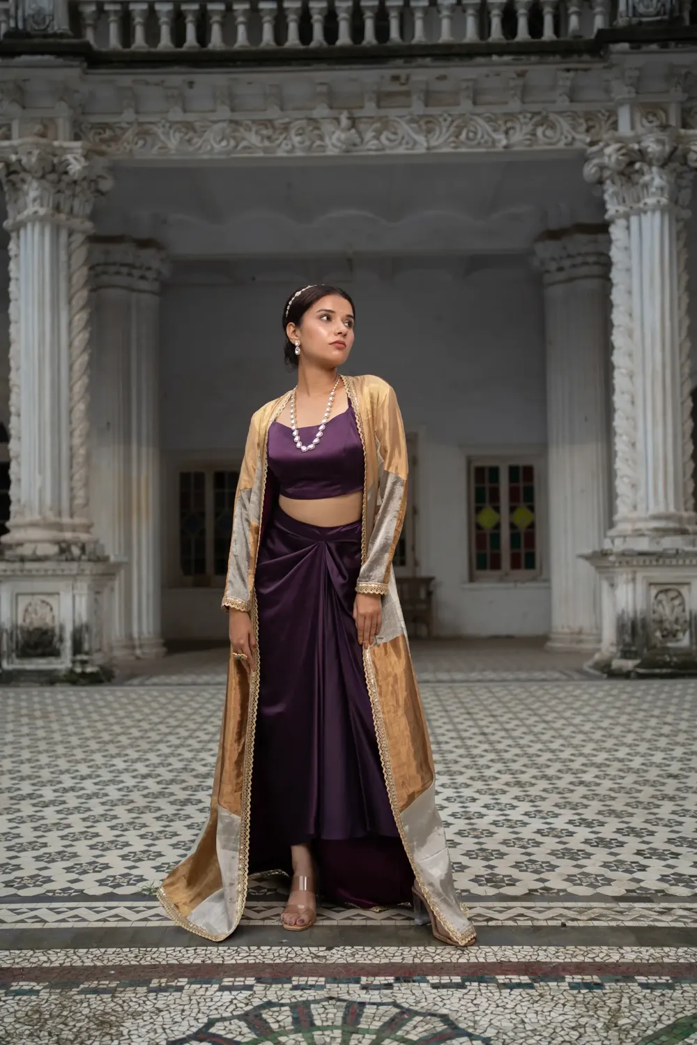 embroidered floor length jacket