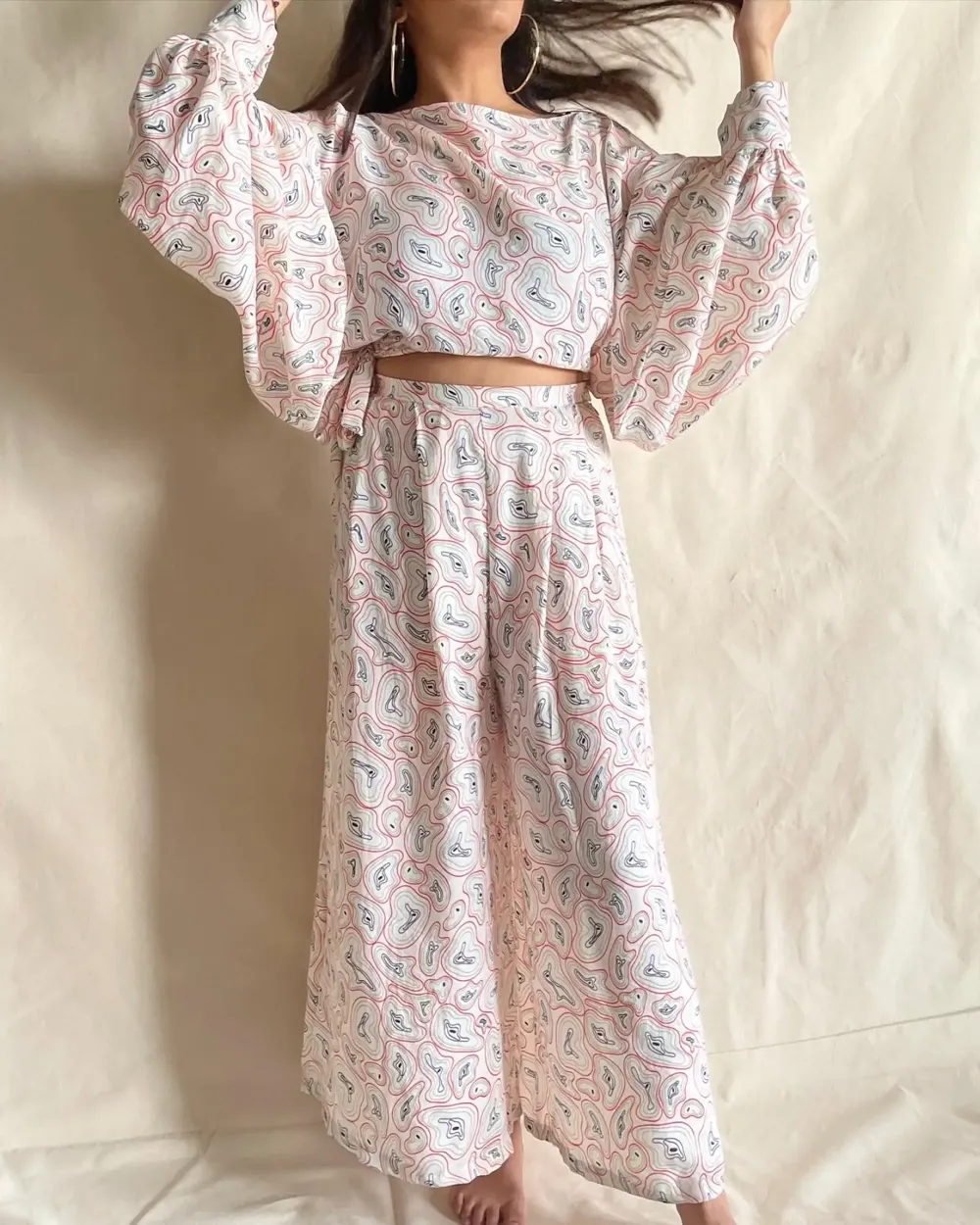 Multicolour Puff sleeves top