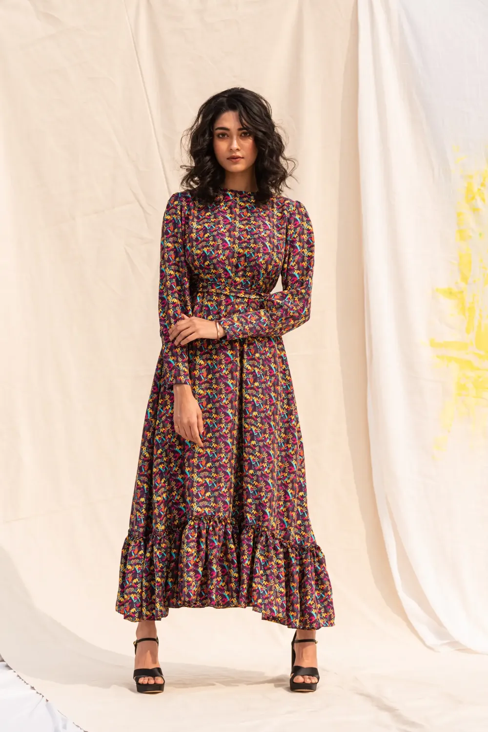 Multicolour High neck dress