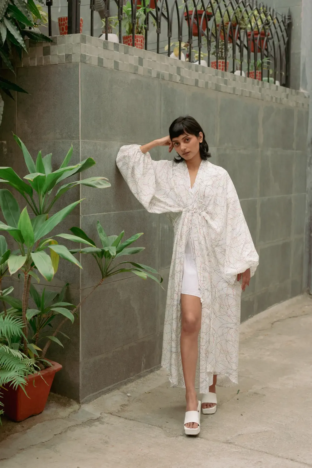 Free size coverup with drawstring multicolour
