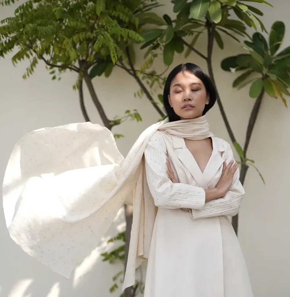 Printed ivory shawl