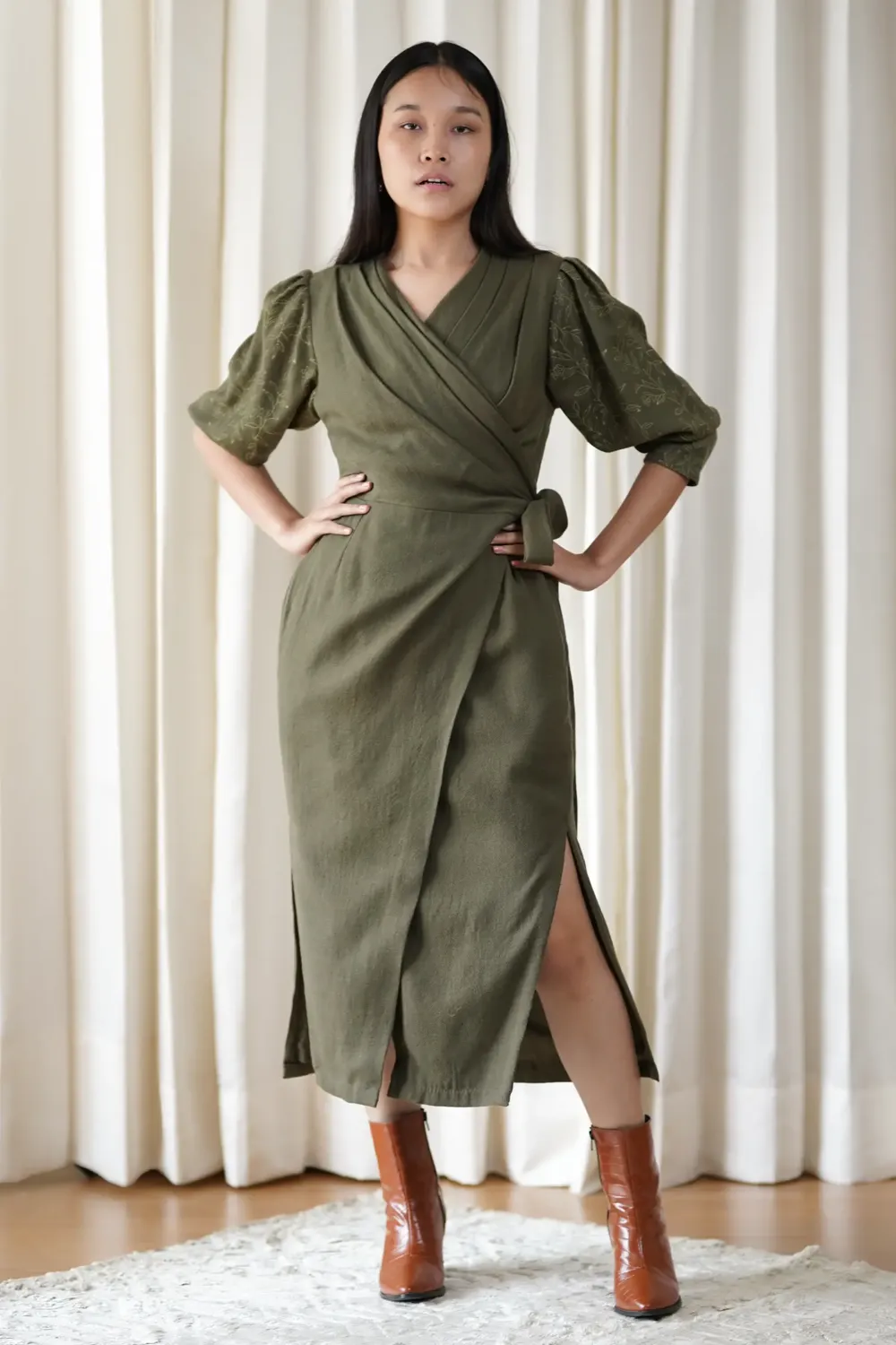 olive Wrap dress