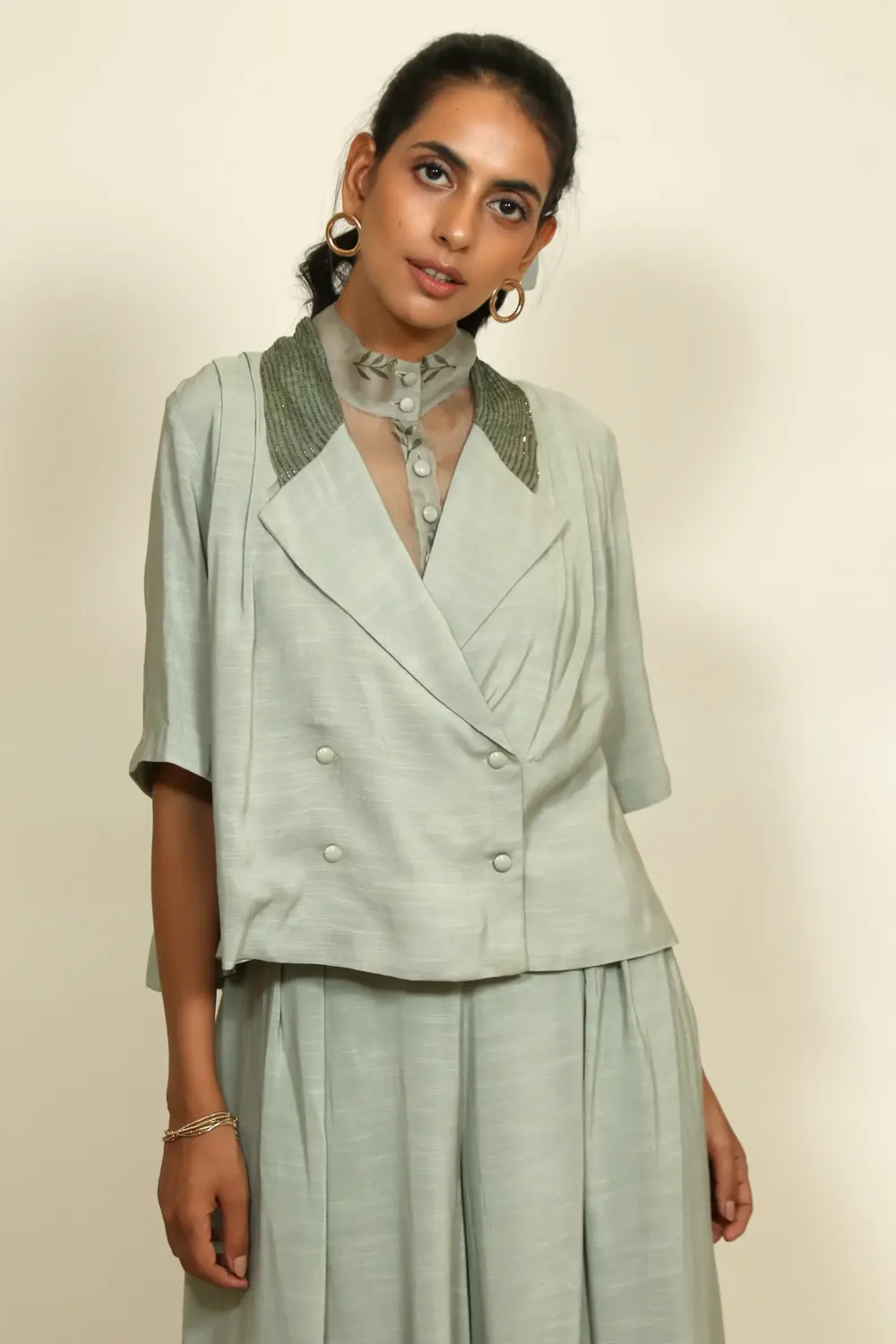 Well Suited cropped sage jacket