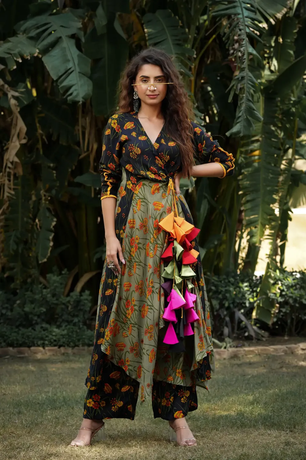 Dilruba charcoal  sage phoonday wala angrakha