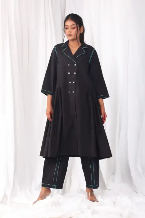 double breasted black dress co-ord